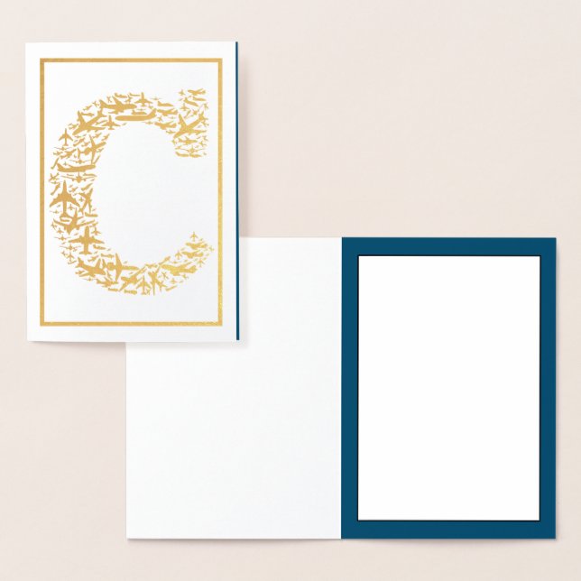 Letter C Initial Airplane Aviation Foil Card (Display)