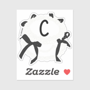 Letter C Initial Black And White Bow Vintage Cake Sticker