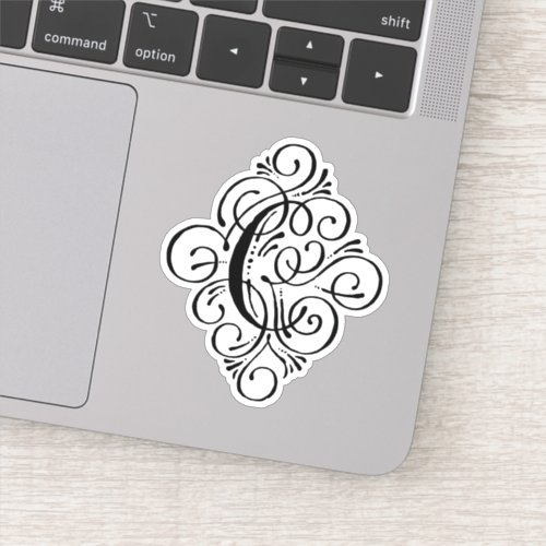 Letter C Initial Elegant Flourish Monogram Sticker