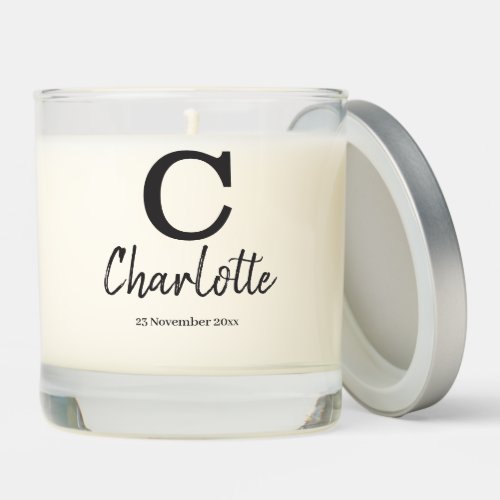 Letter C initial personalized name and date Scented Candle