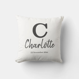 Letter C initial personalized name and date Throw Pillow