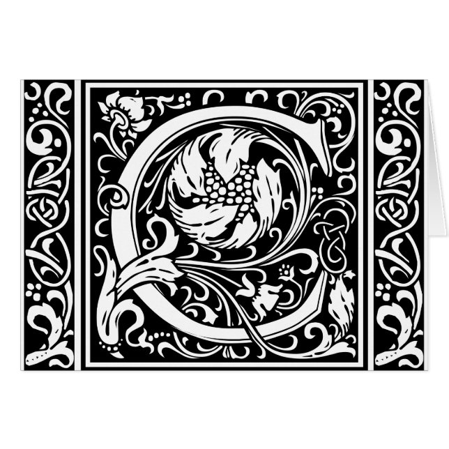 Letter C Medieval Monogram Art Nouveau (Front Horizontal)