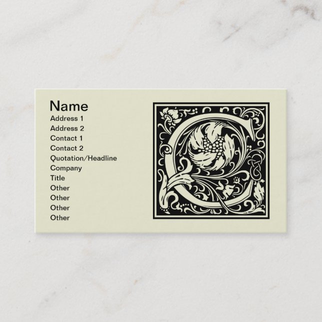 Letter C Medieval Monogram Art Nouveau Business Card (Front)