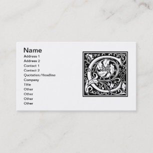 Letter C Medieval Monogram Art Nouveau Business Card