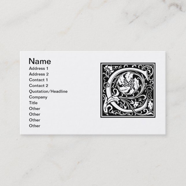 Letter C Medieval Monogram Art Nouveau Business Card (Front)