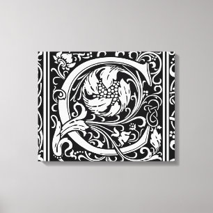 Letter C Medieval Monogram Art Nouveau Canvas Print