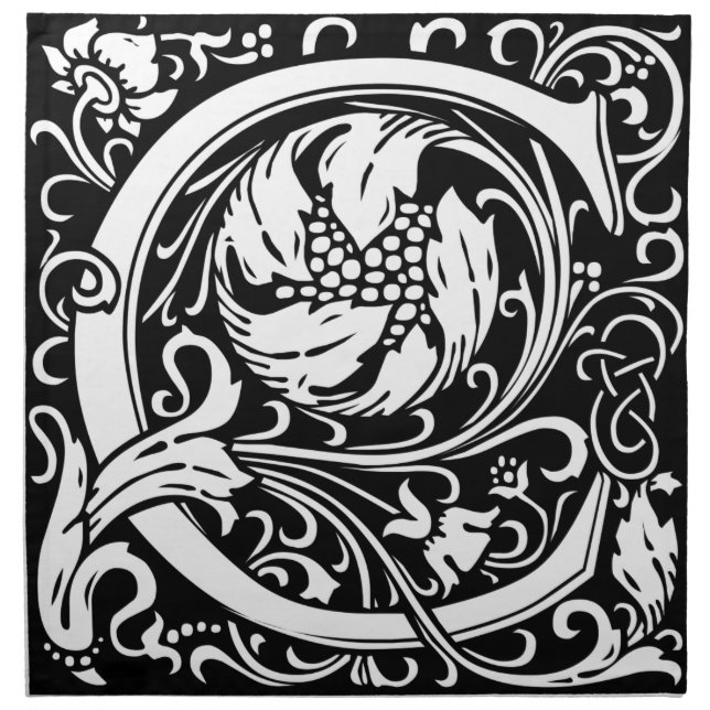 Letter C Medieval Monogram Art Nouveau Cloth Napkin (Front)
