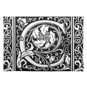 Letter C Medieval Monogram Art Nouveau Cloth Placemat