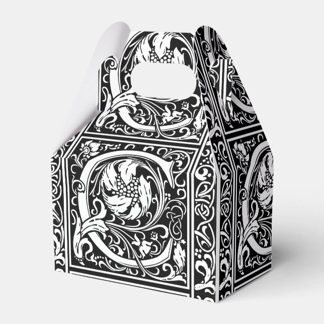Letter C Medieval Monogram Art Nouveau Favor Boxes (Front Side)