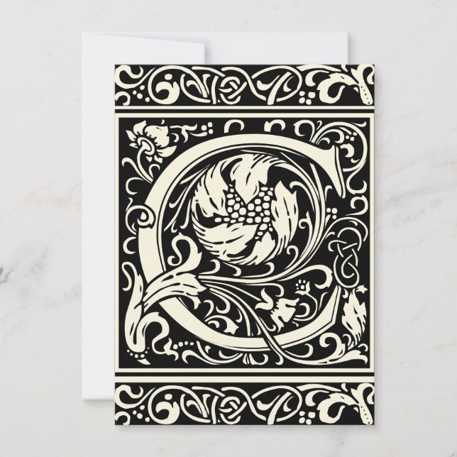 Letter C Medieval Monogram Art Nouveau Invitation (Front)