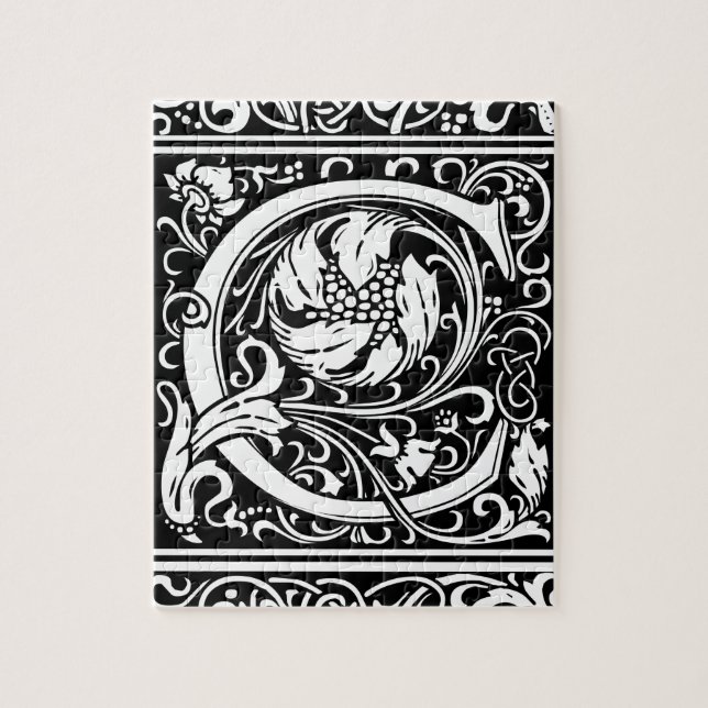 Letter C Medieval Monogram Art Nouveau Jigsaw Puzzle (Vertical)