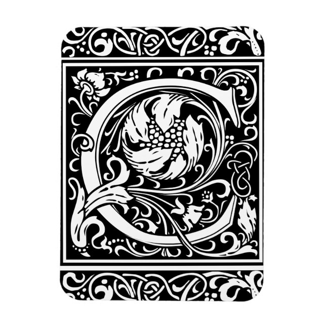 Letter C Medieval Monogram Art Nouveau Magnet (Vertical)