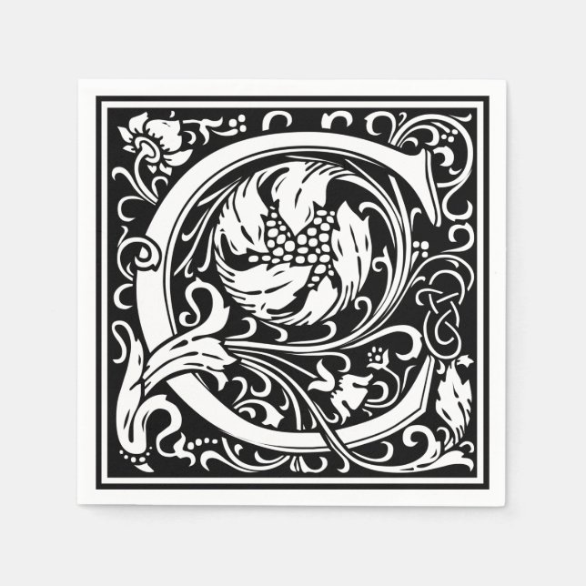 Letter C Medieval Monogram Art Nouveau Napkins (Front)
