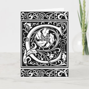 Letter C Medieval Monogram Art Nouveau Note Card