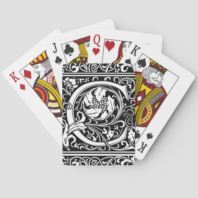 Letter C Medieval Monogram Art Nouveau Poker Cards (Back)