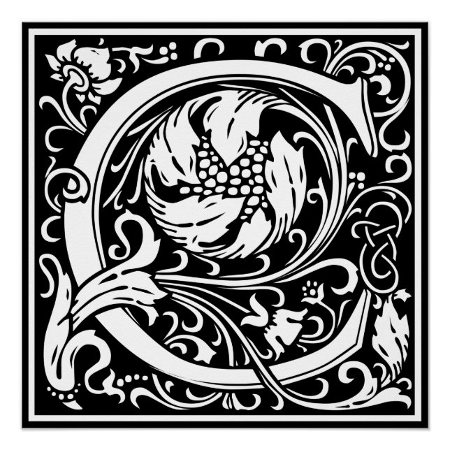 Letter C Medieval Monogram Art Nouveau Poster (Front)