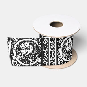 Letter C Medieval Monogram Art Nouveau Satin Ribbon
