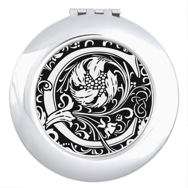 Letter C Medieval Monogram Art Nouveau Vanity Mirror (Front)