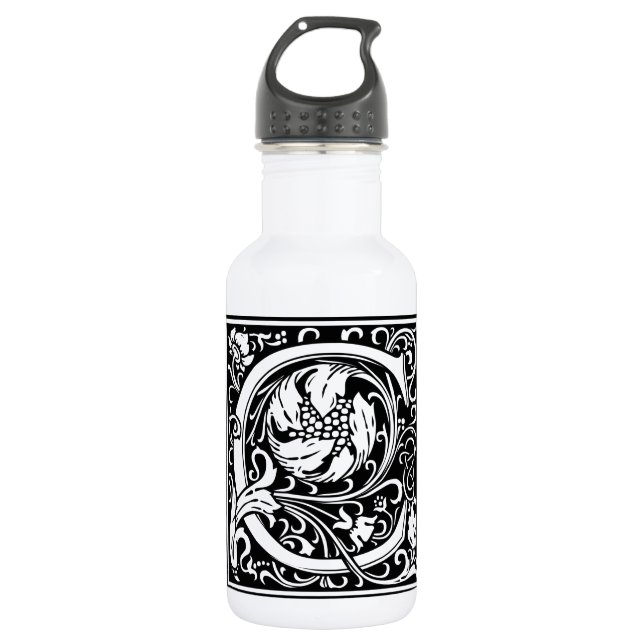 Letter C Medieval Monogram Art Nouveau Water Bottle (Front)