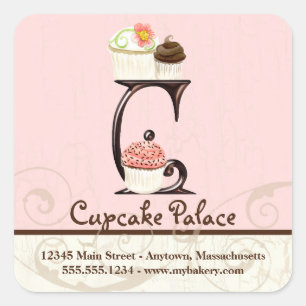 Letter C Monogram Cupcake Logo Business Stickers