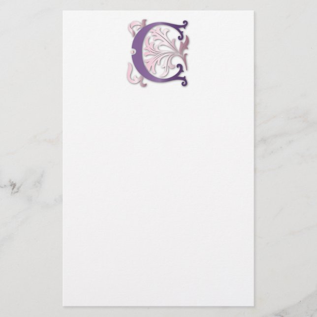 Letter C Monogram Fleur de lis Stationery (Front)