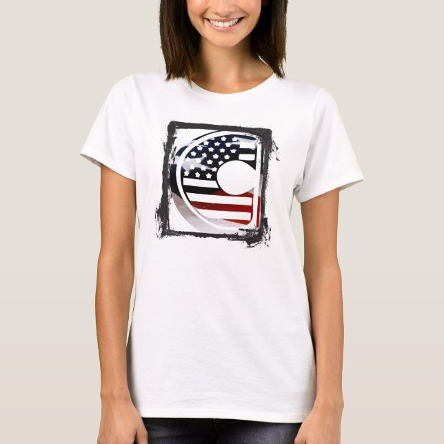 Letter C Monogram Initial USA T-Shirt (Front)