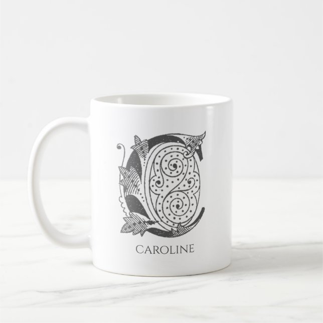 Letter C Monogram Modern Name Coffee Mug (Left)
