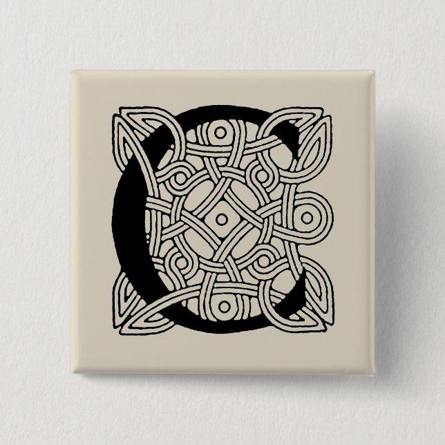 Letter C Monogram Vintage Celtic Knot Print Button (Front)