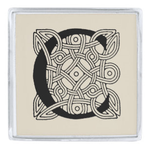 Letter C Monogram Vintage Celtic Knot Print Silver Finish Lapel Pin