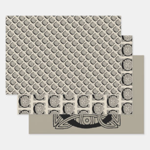 Letter C Monogram Vintage Celtic Knot Print Wrapping Paper Sheets