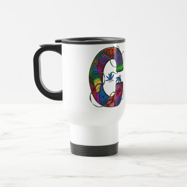 Letter C monogrammed Commuter Coffee Mug (Left)