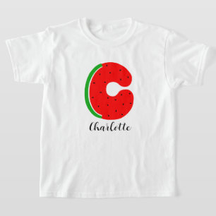 Letter C Name T-shirt, Custom Name Watermelon T-Shirt