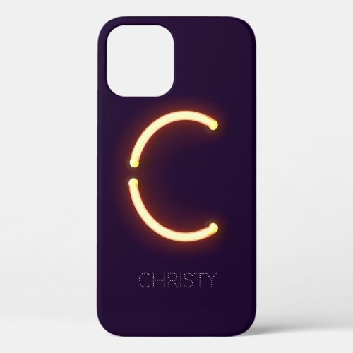 Letter C Neon Light Personalized iPhone 12 Case