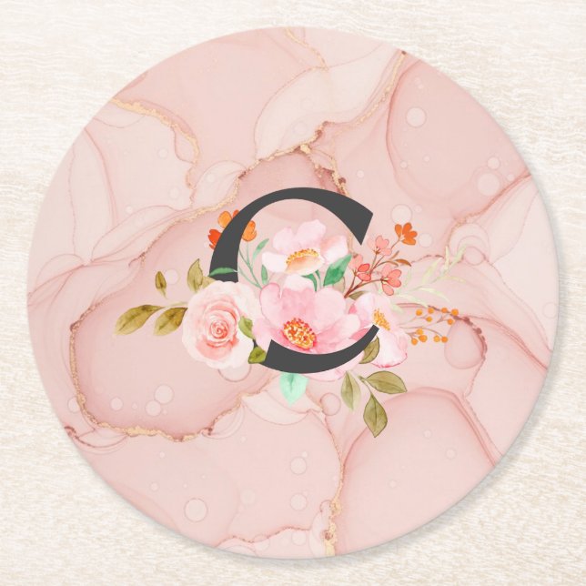 Letter C Round Paper Coaster (Front)