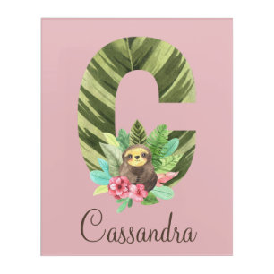 Letter C Sloth Acrylic Art