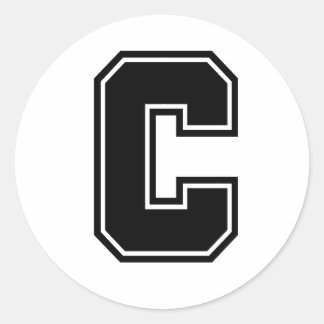 Letter C sporty college font alphabet Classic Round Sticker