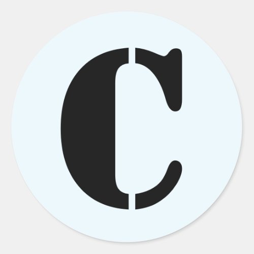 Letter C Stencil Alphabet by Janz Alice Blue Classic Round Sticker