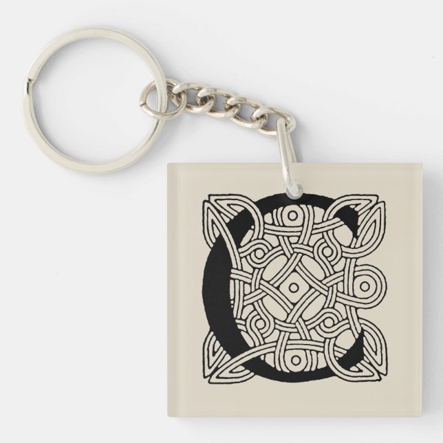 Letter C Vintage Celtic Knot Monogram Keychain (Front)