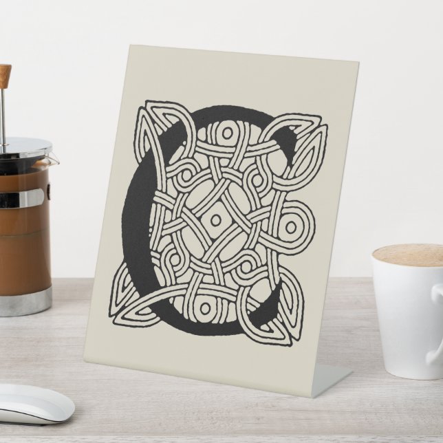 Letter C Vintage Celtic Knot Monogram Pedestal Sign (In SItu)