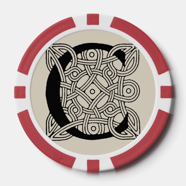 Letter C Vintage Celtic Knot Monogram Poker Chips (Front)