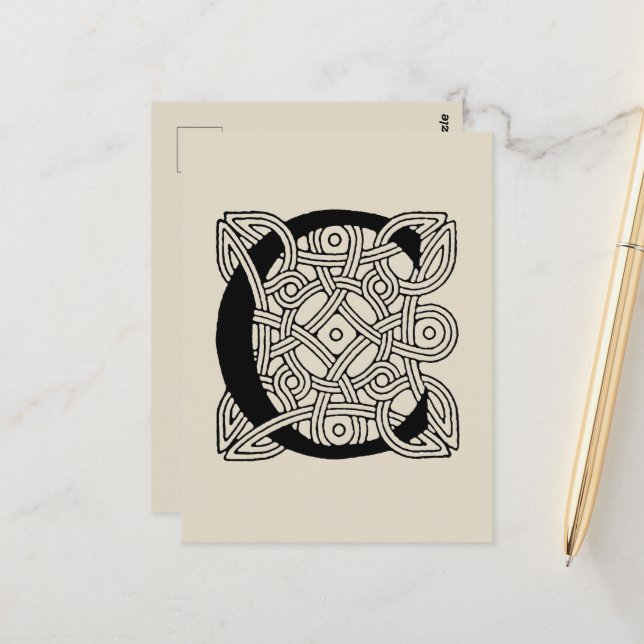 Letter C Vintage Celtic Knot Monogram Postcard (Front/Back In Situ)
