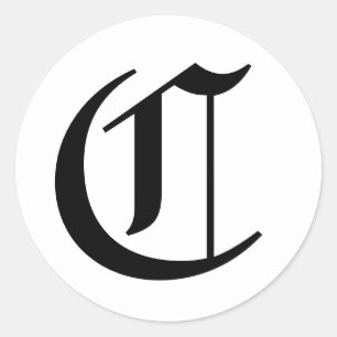 Letter C Wedding Alphabet by Janz White Classic Round Sticker