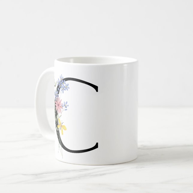 Letter C with flowers Coffee Mug (Front Left)