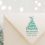 Letter Christmas Tree Holiday Return Address Self-inking Stamp<br><div class="desc">Holiday message in the shape of a Christmas tree with family or business name. For more advanced customization of this design,  please click the "BLUE DESIGN TOOL" above!</div>