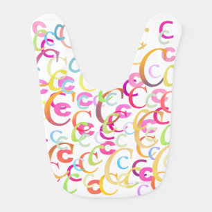 Letter Confetti "C" Baby Bib