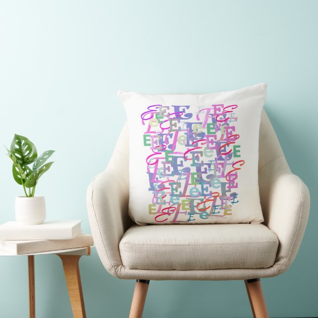 Letter Confetti "E" Throw Pillow (Chair)