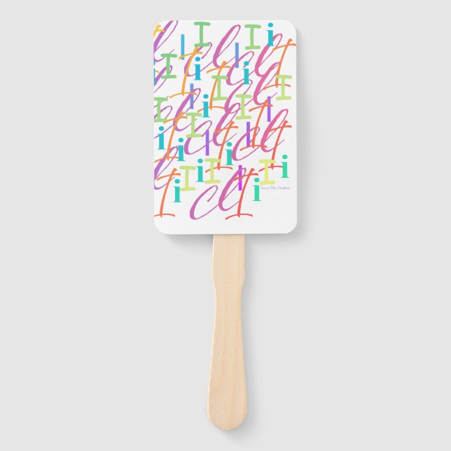 Letter Confetti "I" Hand Fan (Front)