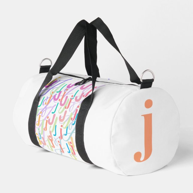  Letter Confetti "J"  Duffle Bag (Left Corner)