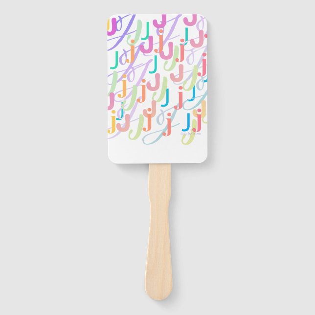 Letter Confetti "J" Hand Fan (Front)