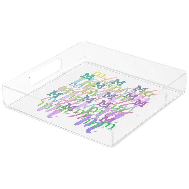 Letter Confetti "M" Acrylic Tray (Angled)
